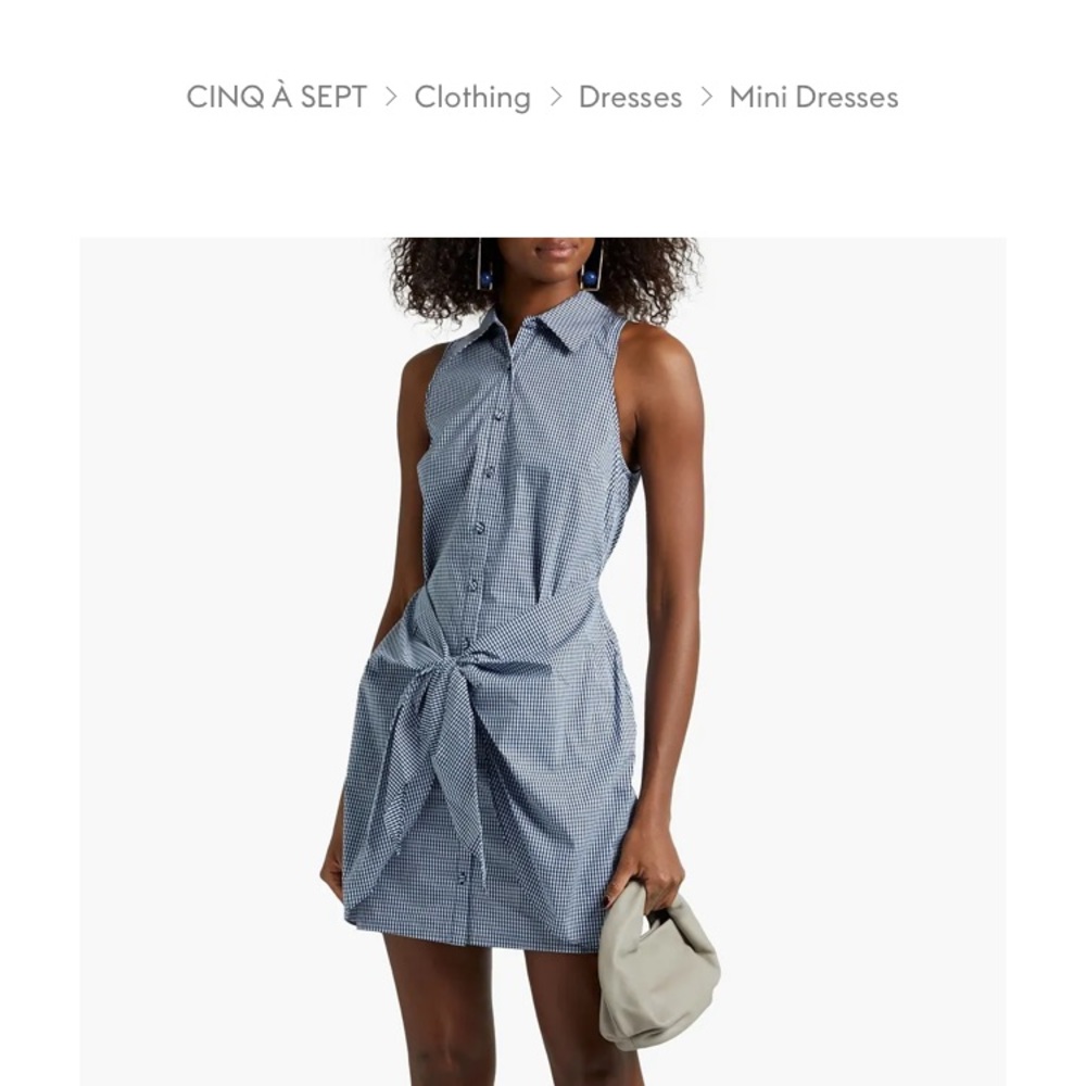 CINQ À SEPT
Gaby knotted gingham cotton-blend poplin shirt dress